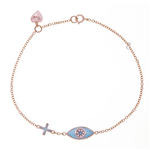 Ροζ χρυσό βραχιόλι με μάτι 